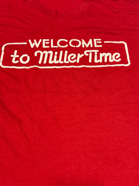 Miller Beer Red Vintage T-shirt ‘Welcome to Miller Time’ (M)