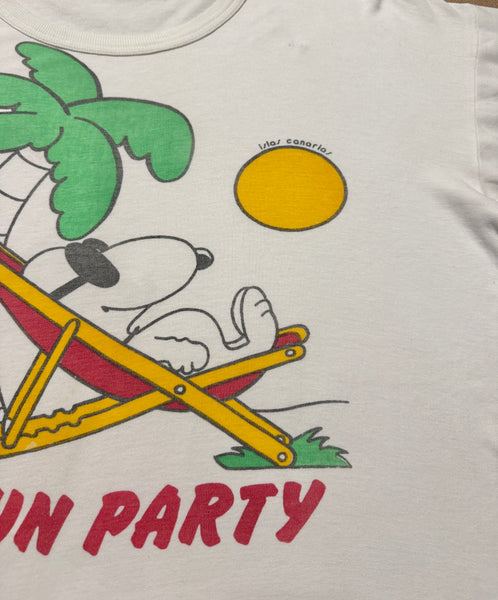 Vintage Snoopy Sun Party Ringer T-shirt (XL)