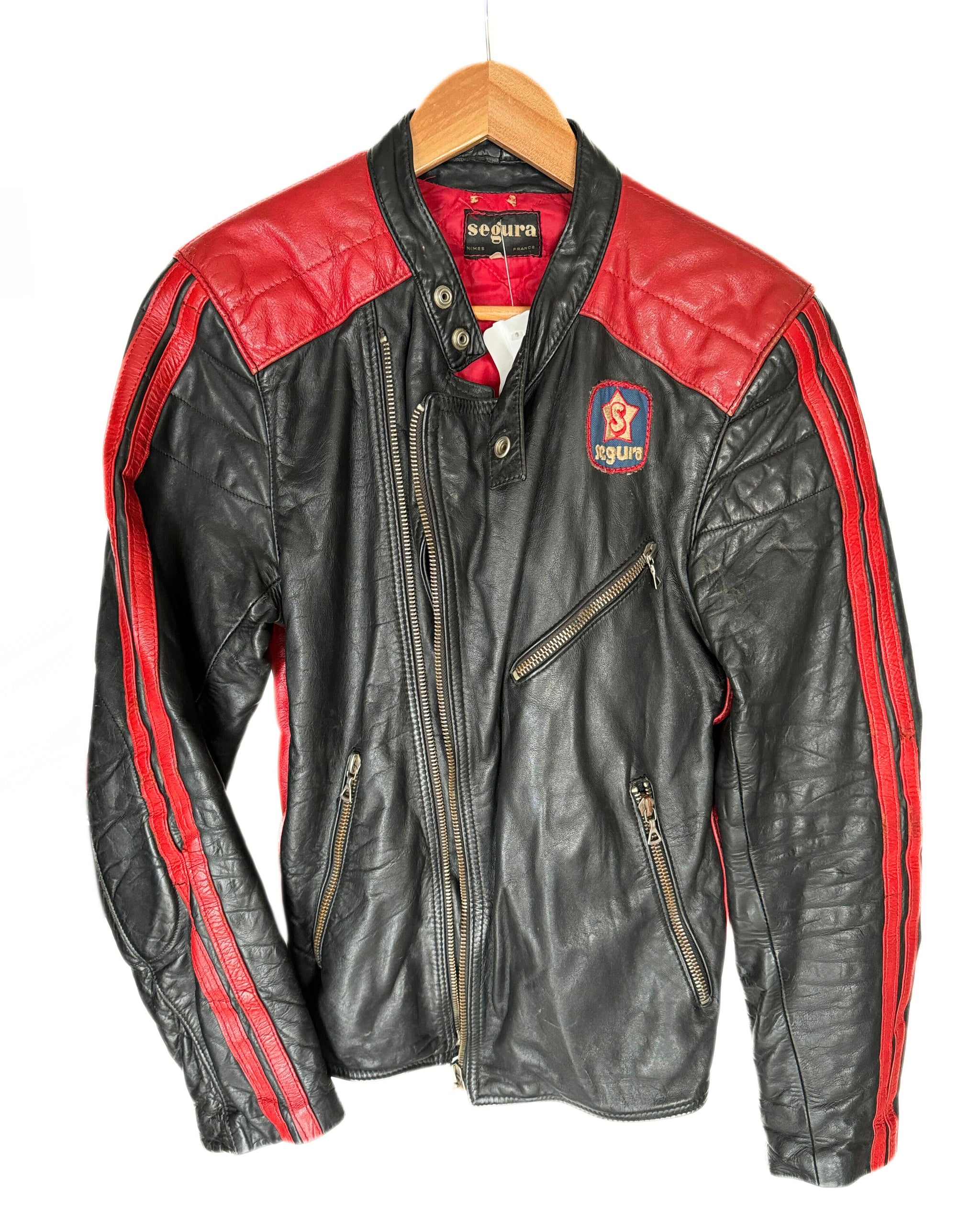 Vintage Red Black Leather Moto Jacket - Segura (S) – Route 66 Sydney