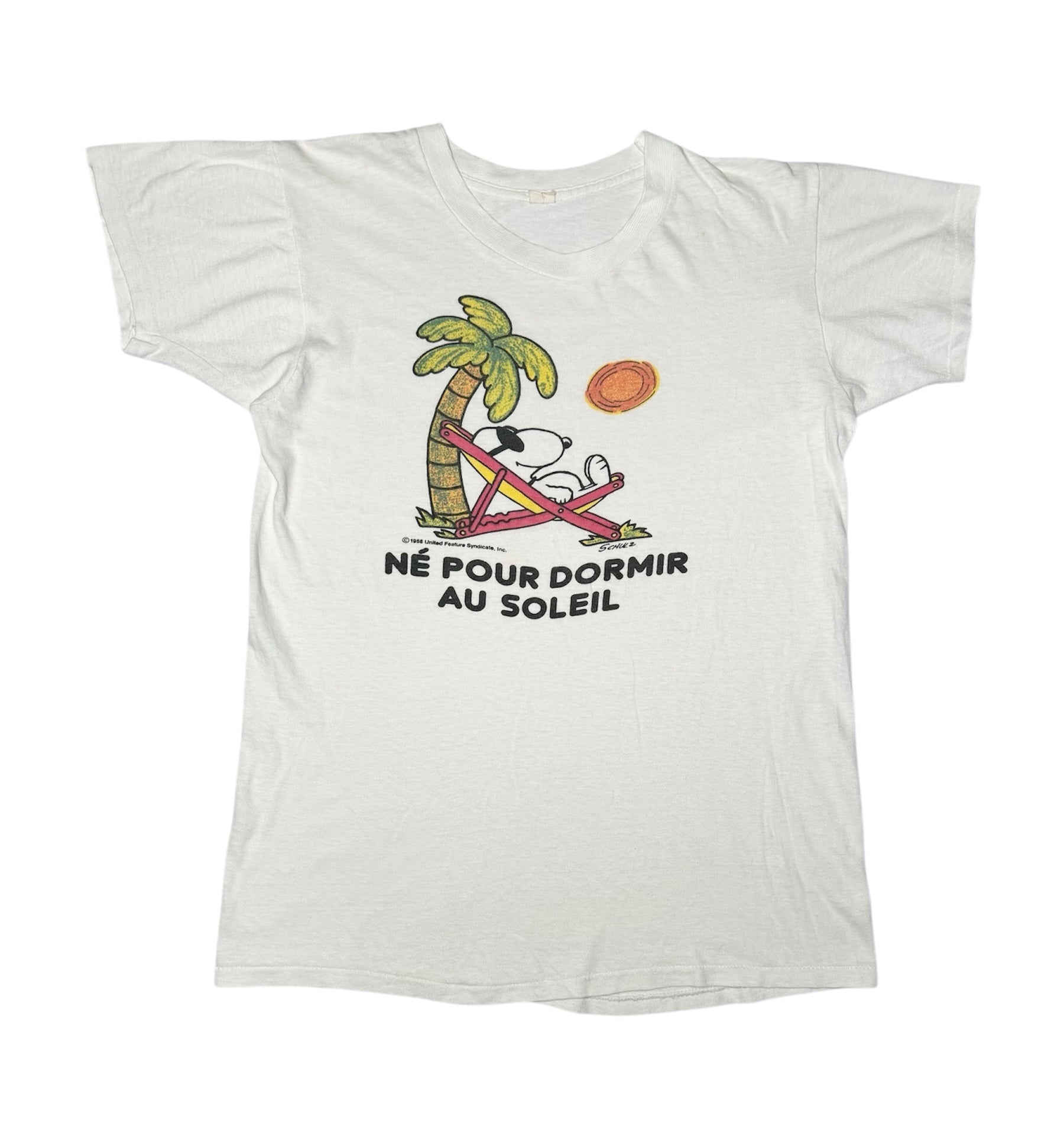 Vintage 80s Snoopy -Au Soleil T-shirt (S/M)