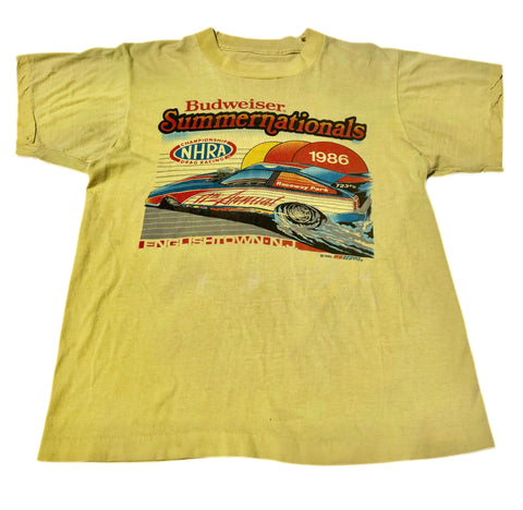 Vintage Yellow Budweiser Summernationals 1986 T-shirt (S)