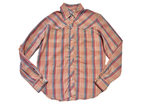 Vintage Pink and Blue Western Shirt (S)