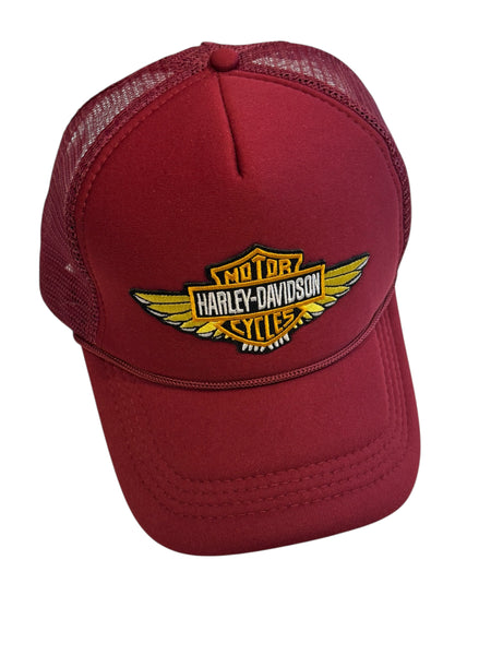 Burgundy Harley Davidson Winged Trucker Hat