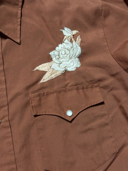 Vintage ‘Karman’ Brown with Flowers Western Shirt (M)