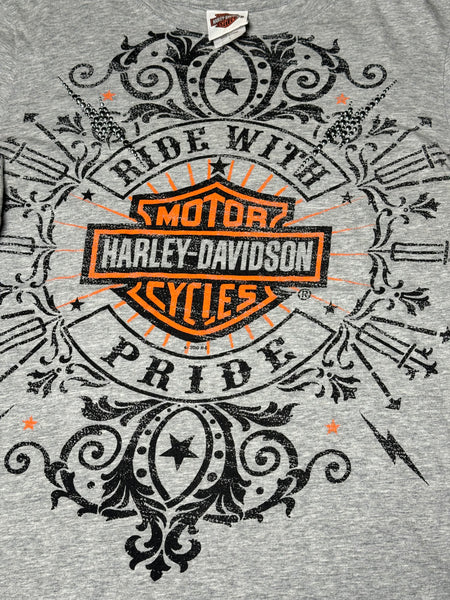 Vintage Harley Davidson Long Sleeve Top - Grey with Logo   (L)