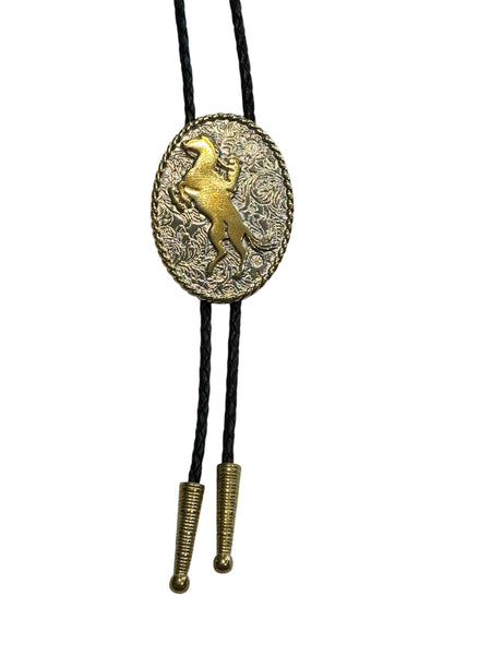 Bolo Tie -Silver & Gold Horse Rider