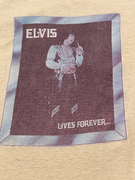 Vintage Yellow Elvis ‘Lives Forever’ T-shirt (XS)