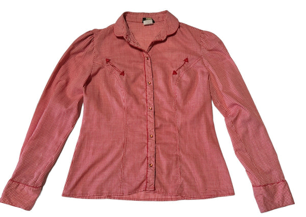 Vintage Red Gingham Western Shirt - (S)