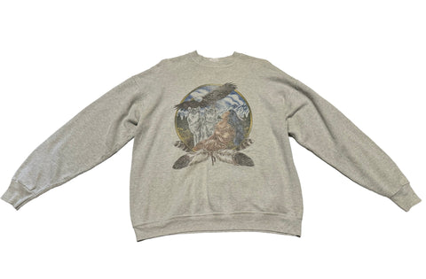 Vintage Wolf Eagle Grey Sweatshirt (XL)