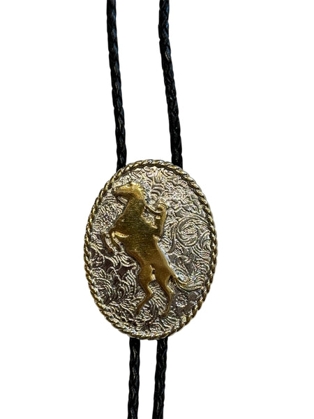 Bolo Tie -Silver & Gold Horse Rider
