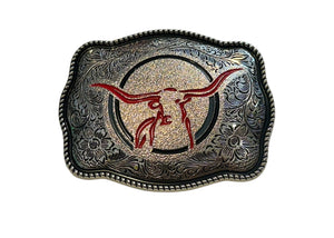 Red Longhorn Outline Belt Buckle