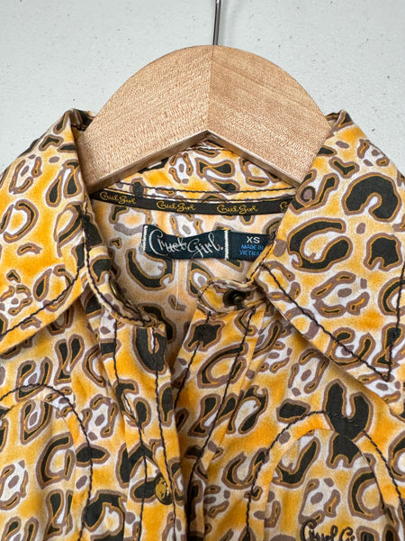 Vintage Leopard Western Shirt (XS)