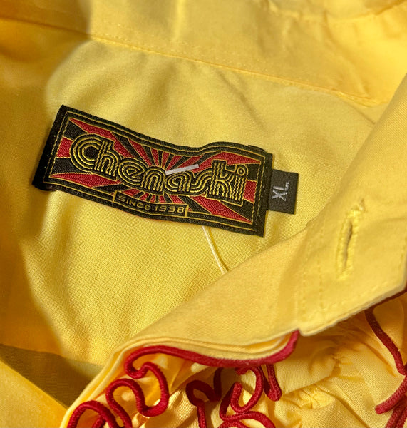 Vintage Yellow 80s Frill Prom Shirt (L-XL)