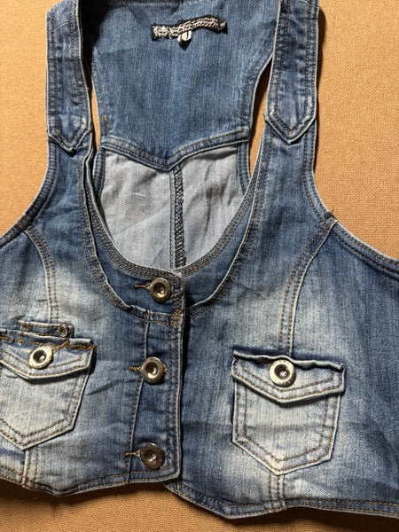 Vintage Denim Vest Waistcoat Top (10-12)