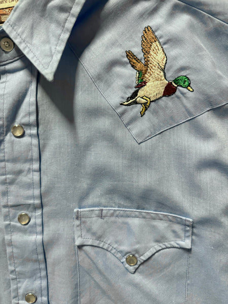 Vintage Blue with Ducks ‘Western Wear’ - Western Shirt (XL-Tall)