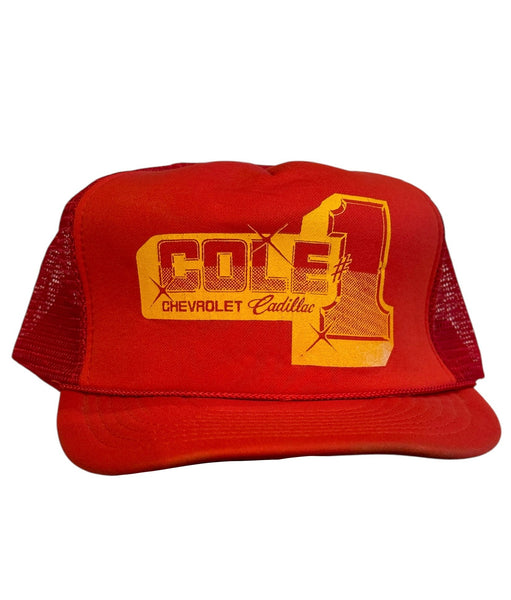 Vintage Red Cole Cadillac Trucker Hat