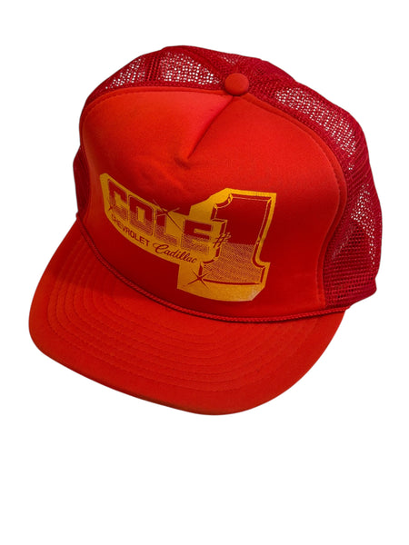 Vintage Red Cole Cadillac Trucker Hat