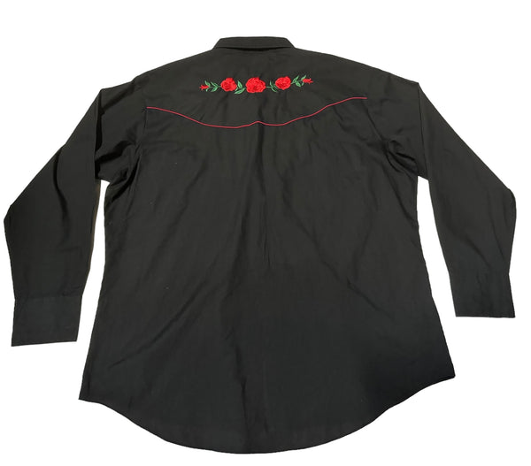 Vintage ‘Ely Cattleman’ Western Shirt - Black with Roses (XL)