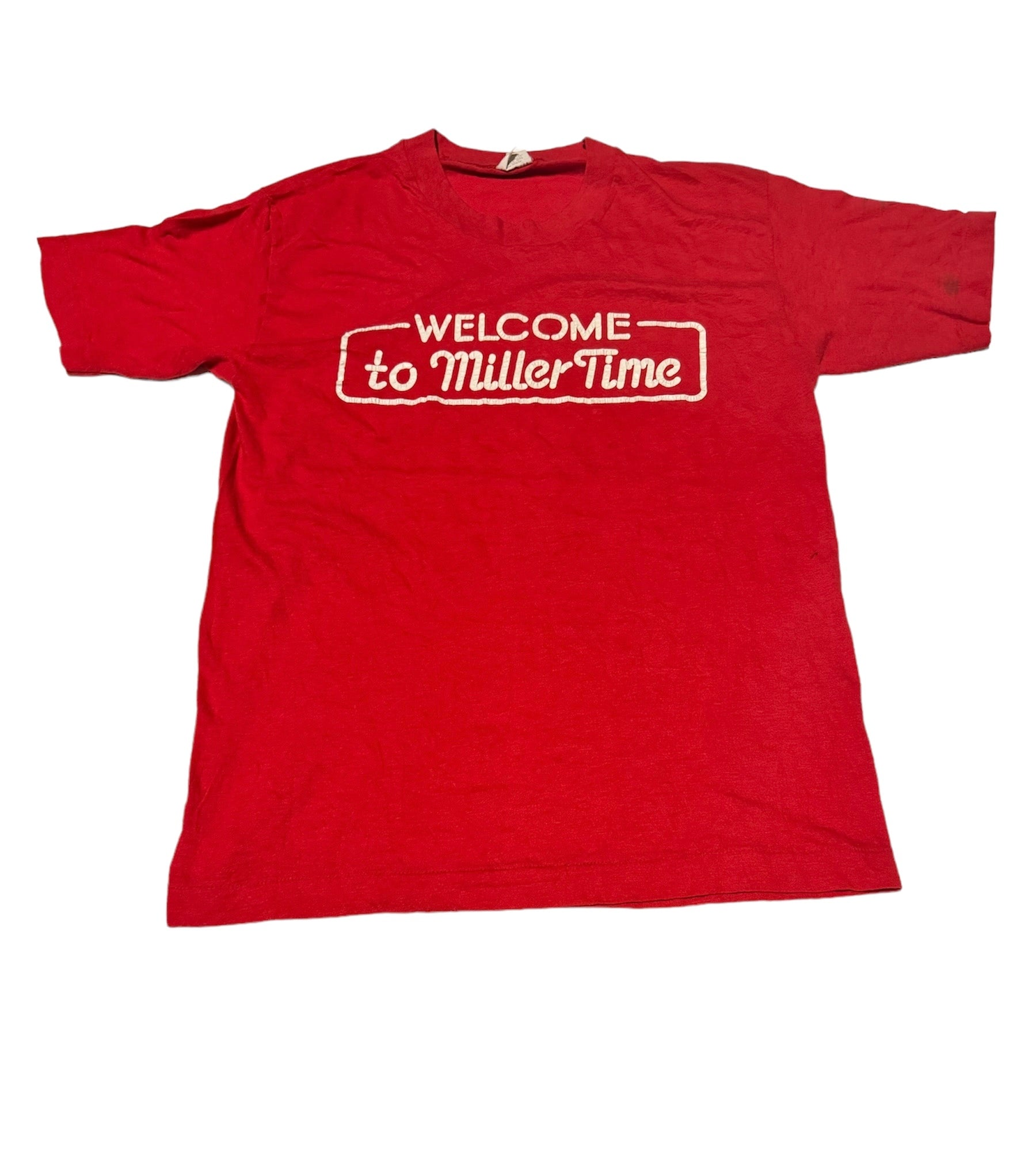 Miller Beer Red Vintage T-shirt ‘Welcome to Miller Time’ (M)