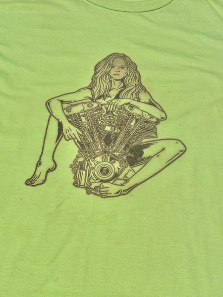 Vintage Neon Lady & Engine T-shirt (M-L)