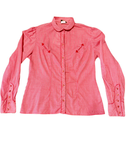 Vintage Red Gingham Western Shirt - (S)
