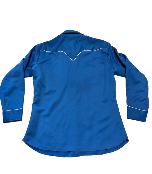 Vintage H Bar C California Ranchwear - Blue 70s Western Shirt (L-XL)