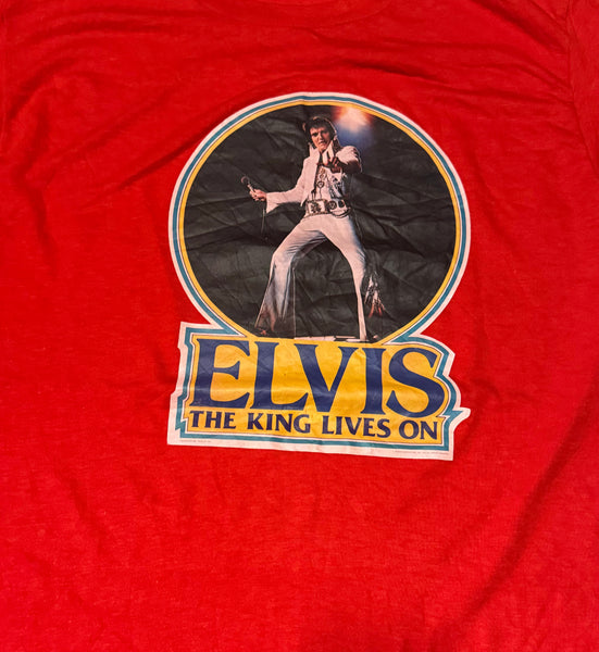 Vintage 70s Red Elvis T-shirt (XL)