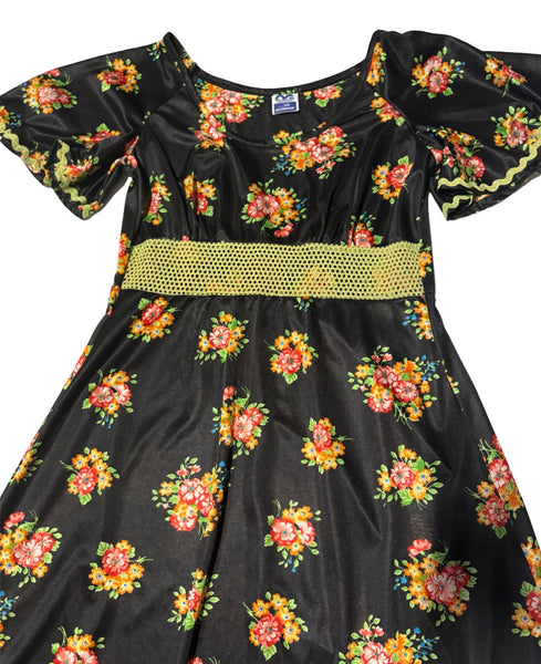 Vintage Black Floral Dress (10)