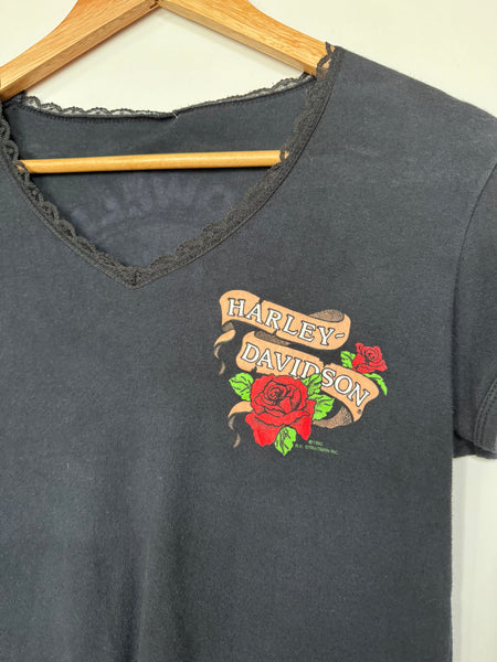 Vintage Harley Davidson Tee - Roses (M-L)