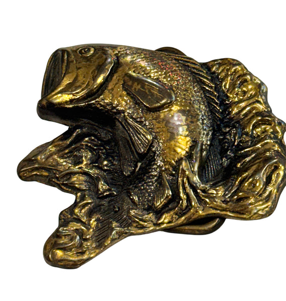 Vintage Belt Buckle - Bronze BASS Fish