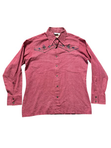 Vintage Red with Rainbow Rope Stitch ‘Wrangler’ - Western Shirt (L)