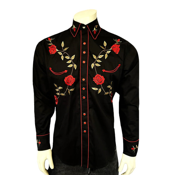 Rockmount Ranch Wear Western Shirt - Black Rose Embroidery