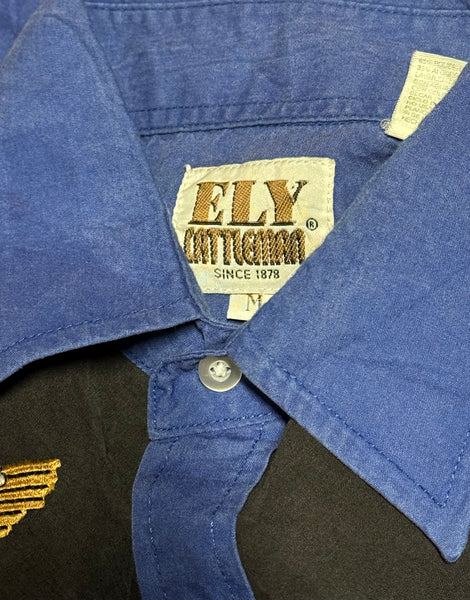 Vintage Blue Black with USA Eagle ‘Ely Cattleman’ - Western Shirt (M)