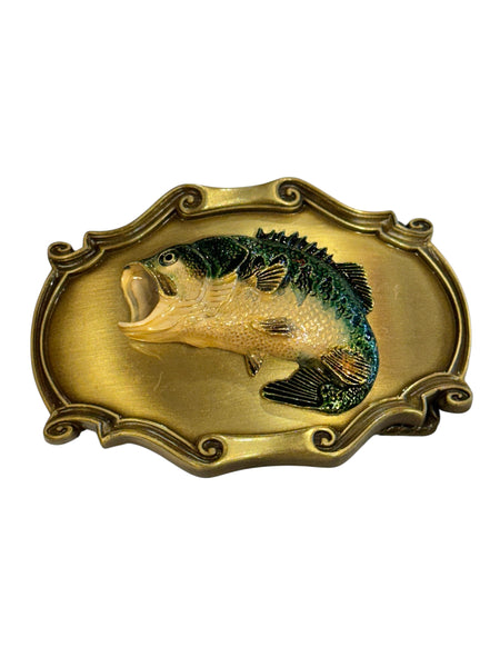 Vintage Belt Buckle - 3D BASS Gold Back