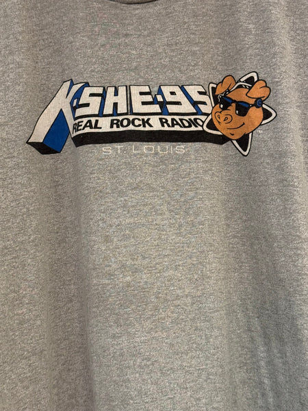 Vintage Grey K.SHE.95 Rock Radio Pig T-shirt (L)
