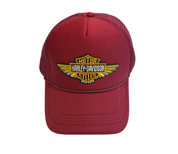 Burgundy Harley Davidson Winged Trucker Hat