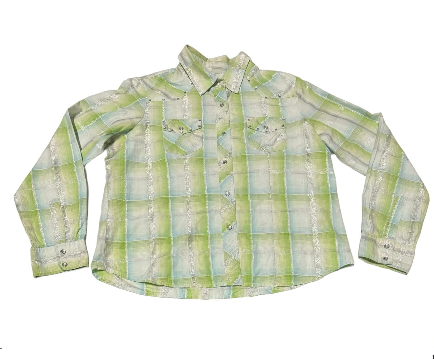 Vintage Green Gem Womens Western Shirt ‘Life Style’ (L)