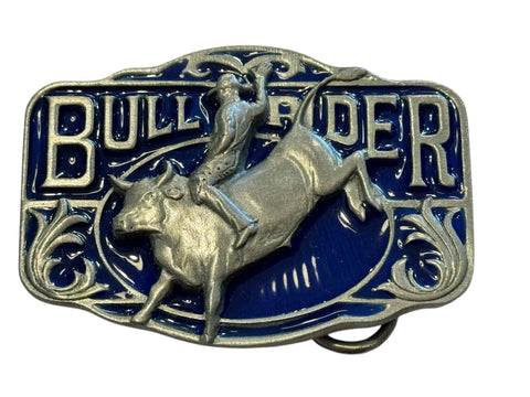 Blue Bull Rider Belt Buckle