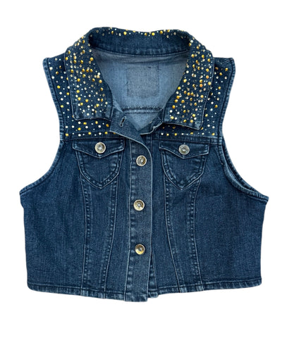 Vintage Denim Rhinestoned Vest (S)