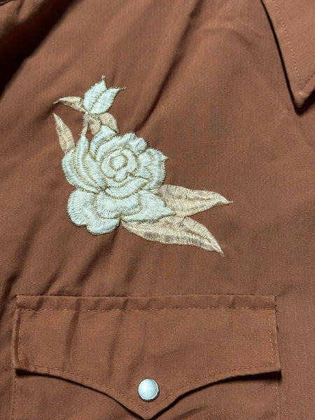 Vintage ‘Karman’ Brown with Flowers Western Shirt (M)