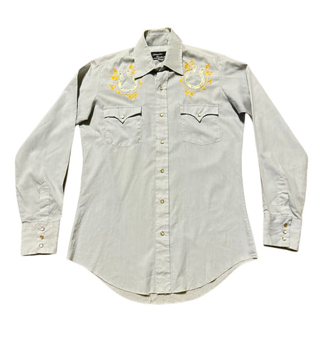 Vintage ‘Champion Western’ Grey with Horseshoe  - Western Shirt (S-M)