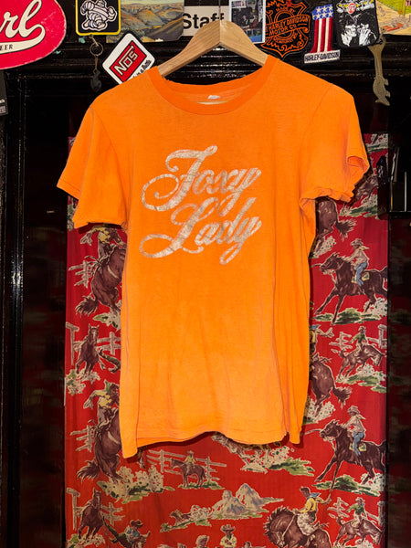 Vintage Orange Glitter Foxy Lady T-shirt (S/M)