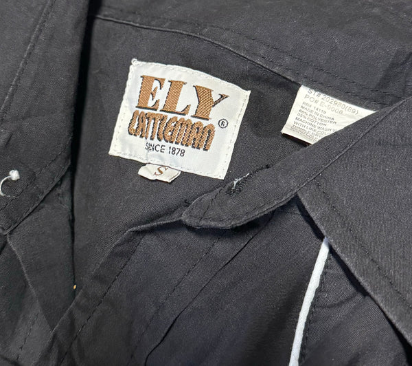 Vintage Black ‘Ely Cattleman’ with White Piping Western Shirt - (S)