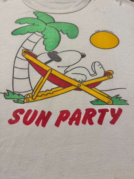 Vintage Snoopy Sun Party Ringer T-shirt (XL)