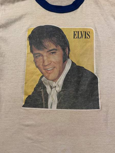Vintage 70s Elvis Ringer Portrait T-shirt (M)