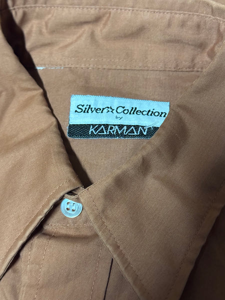 Vintage ‘Karman’ Brown with Flowers Western Shirt (M)