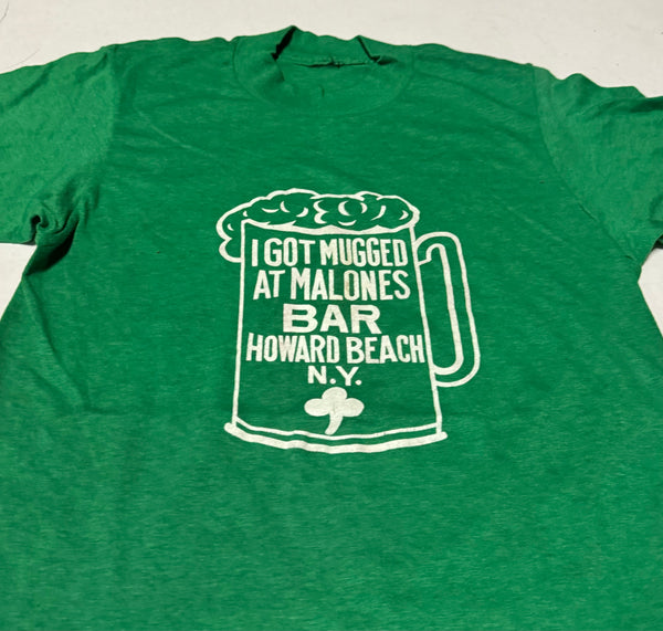 Vintage Green Mugged at Malones Bar T-shirt (XS-S)