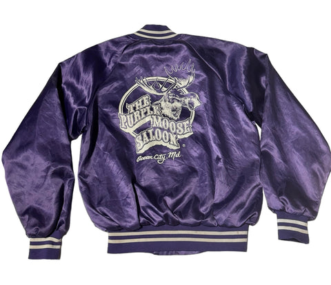 Vintage ‘The Purple Moose Saloon’ Satin Bomber Jacket (M/L)