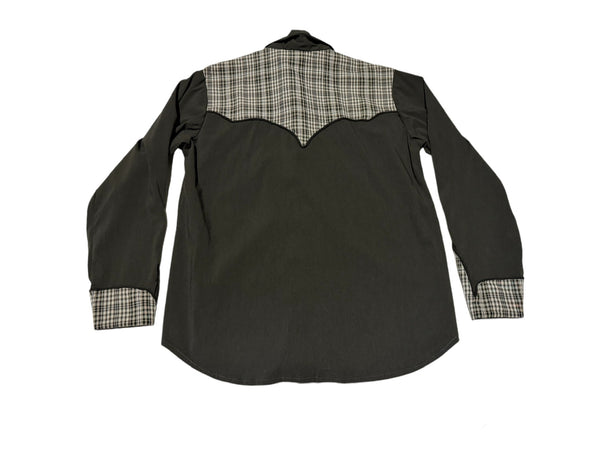 Vintage Faded Black Gingham Western Shirt - (M-L)