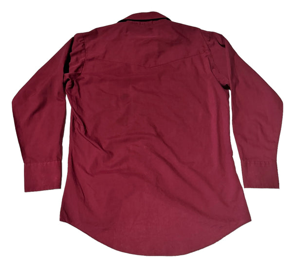 Vintage ‘Plains’ Western Shirt - Burgundy with Long Horns (M)